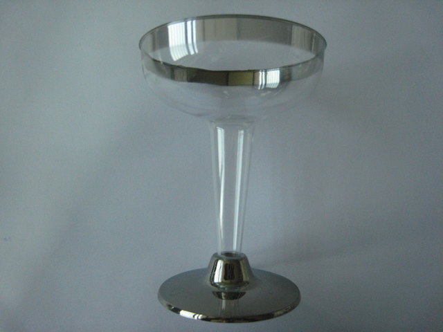Martini cup with silver rim and bottom